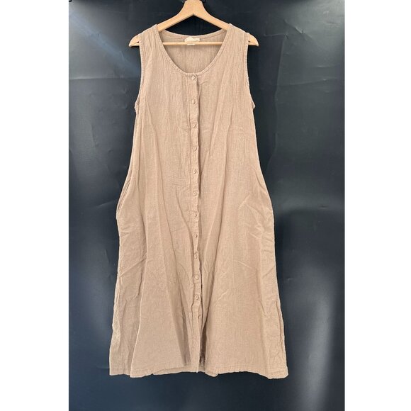 Deva Lifewear button front lagenlook cotton natural fiber dress hippy USA made L - Picture 1 of 9